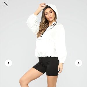 White Hooded Windbreaker Jacket